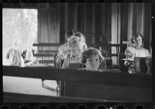 Untitled photo, possibly related to: Interior of Ozark school, Arkansas