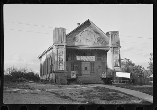 Untitled photo, possibly related to: Church turned into a movie house, Woodville, Mississippi