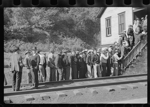 Untitled photo, possibly related to: Payoff at Pursglove Mine, Scotts Run, West Virginia