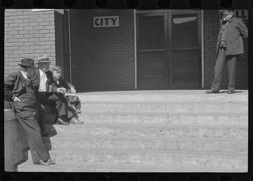 Untitled photo, possibly related to: Old fireman in front of city hall, Maynardville, Tennessee