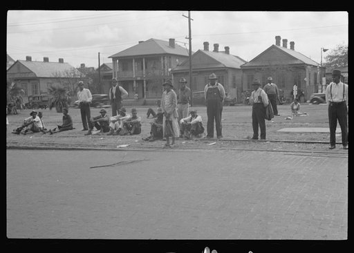 Applicants waiting for jobs in front of FERA (Federal Emergency Relief Association) offices, New Orleans, Louisiana