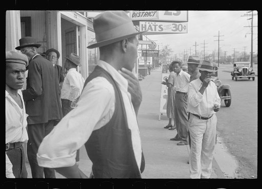 Untitled photo, possibly related to: Applicants waiting for jobs in front of FERA offices, New Orleans, Louisiana