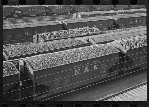 Untitled photo, possibly related to: Railroad yard at Williamson, West Virginia