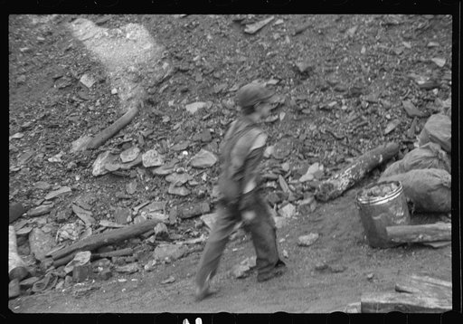 Untitled photo, possibly related to: Young boy who salvages coal from the slag heaps, Nanty Glo, Pennsylvania