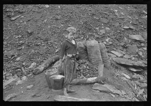 Young boy who salvages coal from the slag heaps, Nanty Glo, Pennsylvania