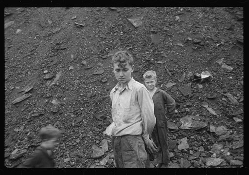 Untitled photo, possibly related to: Young boys salvaging coal from the slag heaps, Nanty Glo, Pennsylvania