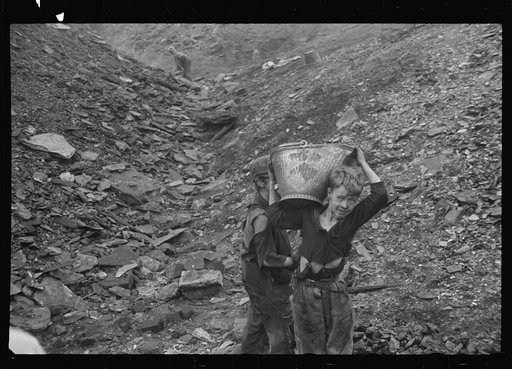 Untitled photo, possibly related to: Young boys salvaging coal from the slag heaps, Nanty Glo, Pennsylvania