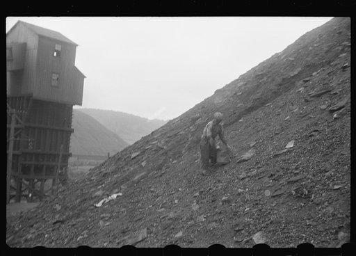 Untitled photo, possibly related to: Salvaging coal from the slag heaps at Nanty Glo, Pennsylvania