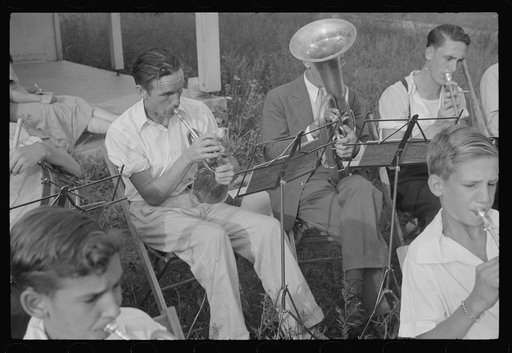 Untitled photo, possibly related to: Band rehearsal, Red House, West Virginia
