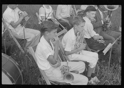 Untitled photo, possibly related to: Band rehearsal, Red House, West Virginia