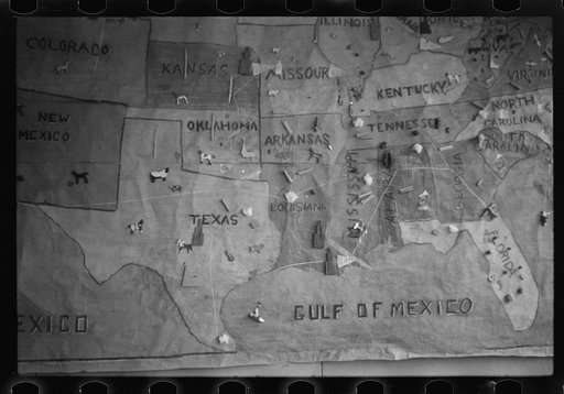 Illustrated map by children in the school at Arthurdale, West Virginia
