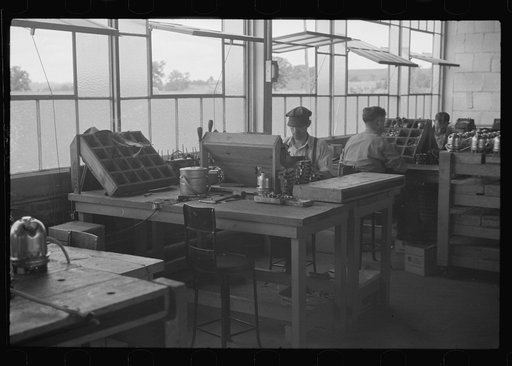 Untitled photo, possibly related to: Vacuum cleaner factory, Arthurdale, West Virginia