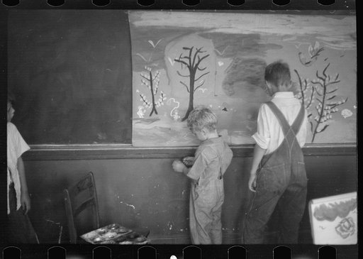 Untitled photo, possibly related to: Painting class in school, Westmoreland Homesteads, Pennsylvania