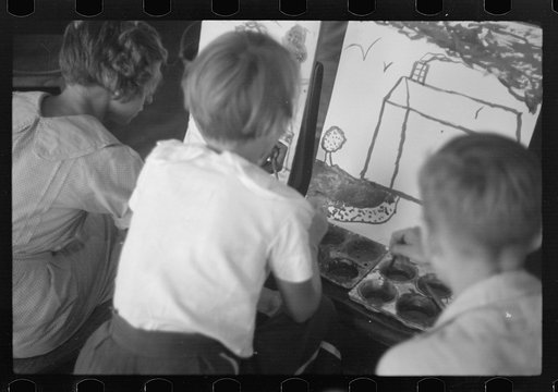 Untitled photo, possibly related to: Painting class in school, Westmoreland Homesteads, Pennsylvania