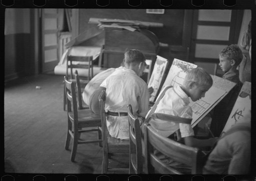 Untitled photo, possibly related to: Painting class in school, Westmoreland Homesteads, Pennsylvania