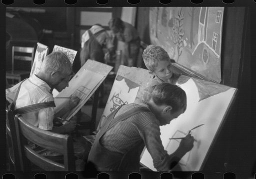Untitled photo, possibly related to: Painting class in school, Westmoreland Homesteads, Pennsylvania