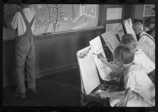 Untitled photo, possibly related to: Painting class in school, Westmoreland Homesteads, Pennsylvania