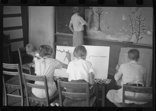 Untitled photo, possibly related to: Painting class in school, Westmoreland Homesteads, Pennsylvania