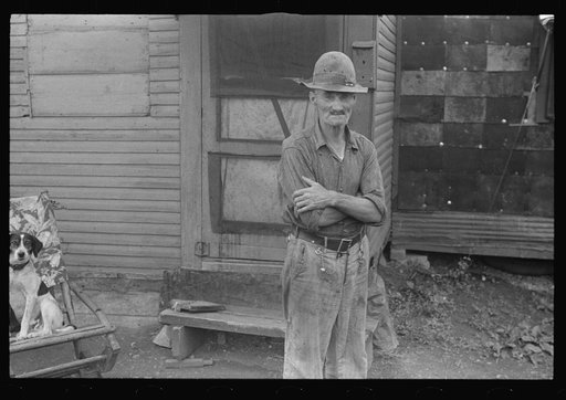 Untitled photo, possibly related to: William A. Swift, once a farmer, now a resident of Circleville's "Hooverville." When he returned from the war he went West. "Made awful good money jobbin' around."