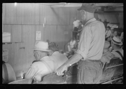 Untitled photo, possibly related to: Posters on wall of auction room, Pickaway Livestock Cooperative Association, central Ohio