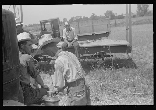 Untitled photo, possibly related to: Filling truck with threshed grain, central Ohio (see general caption)