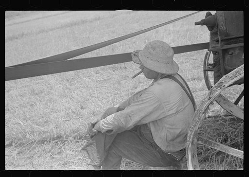 Member of threshing crew, central Ohio
