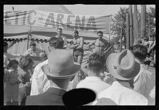 Untitled photo, possibly related to: Wrestling matches, July 4th celebration, Ashville, Ohio (see general caption)