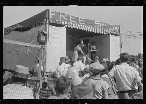 Ashville, Ohio. Sideshows at the Fourth of July celebration