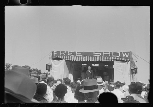 Untitled photo, possibly related to: Ashville, Ohio. Sideshows at the Fourth of July celebration