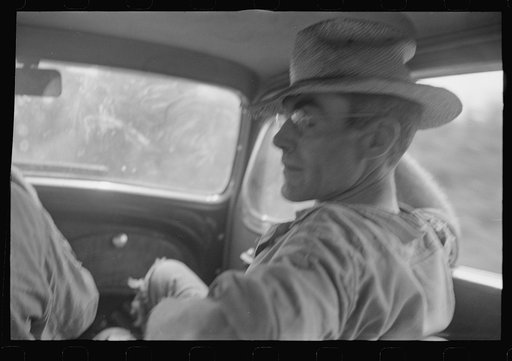 Untitled photo, possibly related to: Ohio farmer resting in car, central Ohio