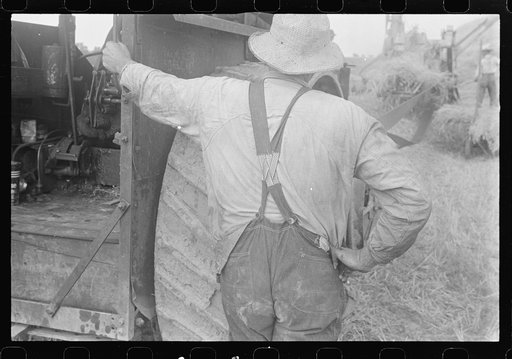 Untitled photo, possibly related to: Threshing wheat in central Ohio