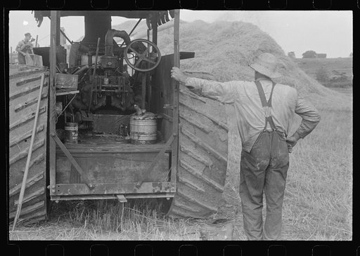 Untitled photo, possibly related to: Threshing wheat in central Ohio
