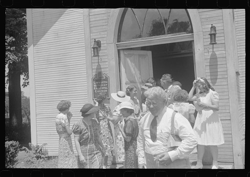 Untitled photo, possibly related to: Linworth, Ohio. People leaving church