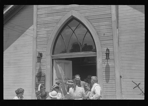 Untitled photo, possibly related to: Linworth, Ohio. People leaving church