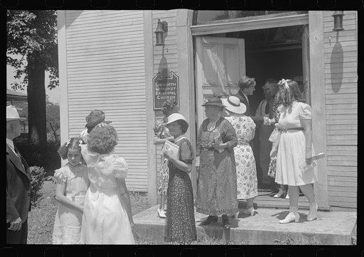 Untitled photo, possibly related to: Linworth, Ohio. People leaving church