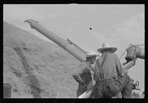 Untitled photo, possibly related to: Two members of threshing crew, central Ohio (see general caption)