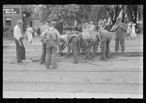 Working on track, London, Ohio (see general caption)