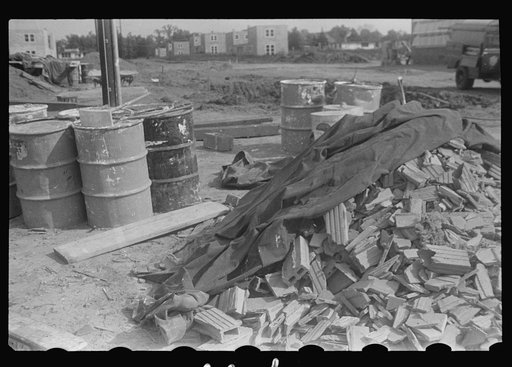 Hightstown, New Jersey. Steps in the preparation of mortar for fresco painting in the Jersey Homesteads school