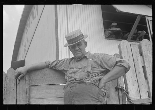 Man at auction at Pickaway Livestock Cooperative Association, central Ohio