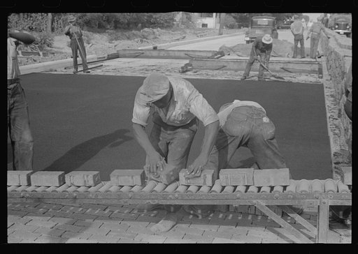Laying brick, Route 40, central Ohio