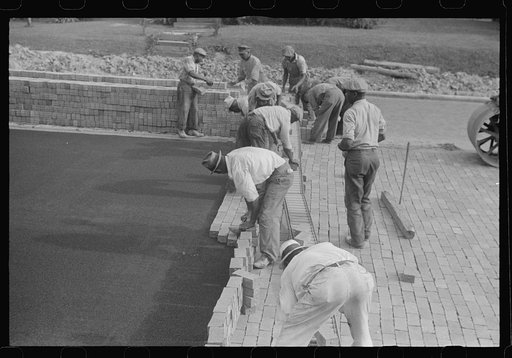 Workers repairing Route 40, central Ohio