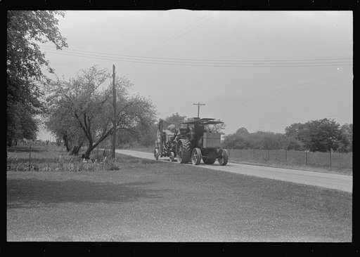 Steam thresher. These machines move from job to job under their own power, central Ohio