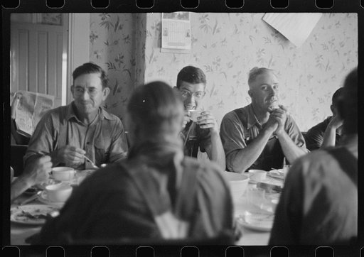 Untitled photo, possibly related to: Dinner during wheat harvest time, central Ohio