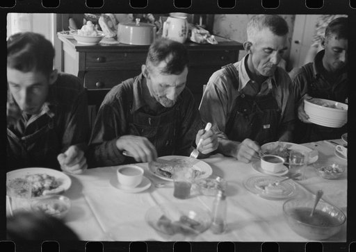 Untitled photo, possibly related to: Dinner during wheat harvest time, central Ohio