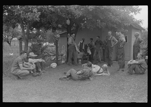 Political forum before dinner during wheat harvest, central Ohio