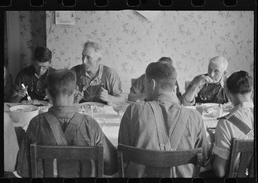 Untitled photo, possibly related to: Dinner during wheat harvest time, central Ohio
