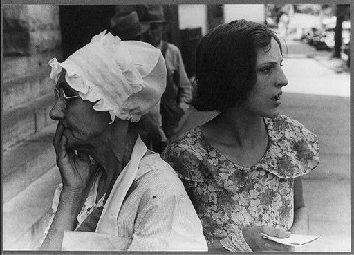 Waiting outside relief station, Urbana, Ohio