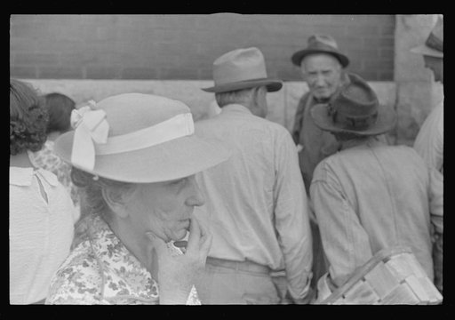 Untitled photo, possibly related to: Woman outside relief station, Urbana, Ohio
