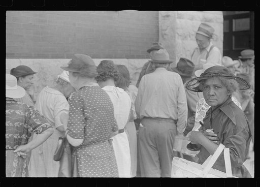 Untitled photo, possibly related to: Waiting for relief commodities, Urbana, Ohio