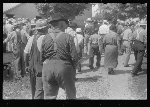 Spectators at public auction, central Ohio